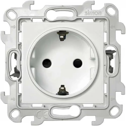 Розетка 1-м СП Simon 24 16А IP20 2P+E Push&amp;Go защ. шторки механизм бел. Simon 2420432-030