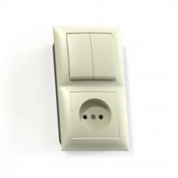 Блок СП БКВР-409 Селена (2-кл. выкл. + розетка) сл. кость Кунцево 8171