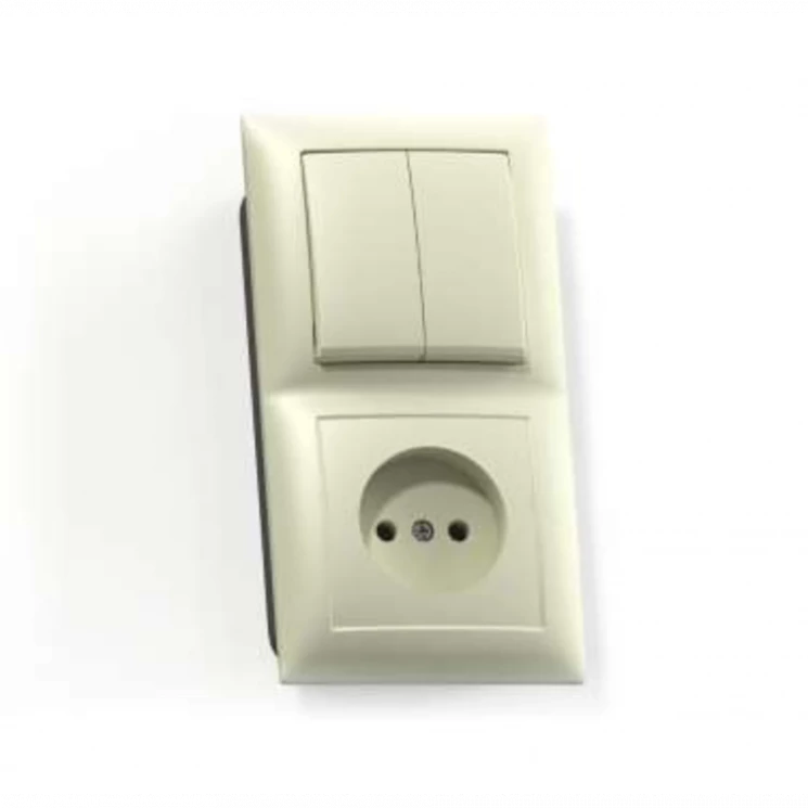 Блок СП БКВР-409 Селена (2-кл. выкл. + розетка) сл. кость Кунцево 8171