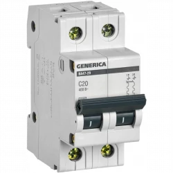 Выключатель автоматический модульный 2п C 20А 4.5кА ВА47-29 GENERICA MVA25-2-020-C