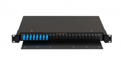 Оптический кросс NIKOMAX 19" Premium Line, 1U, укомплектованный на 8 портов SC/UPC (8 одинарных SC/UPC адаптеров) SM 9/125 OS2, выдвижной