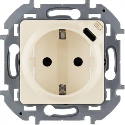 Розетка 1-м СП Inspiria 16А IP20 250В 2P+E немецк. стандарт с заряд. устройством USB тип C 1.5А 5В м