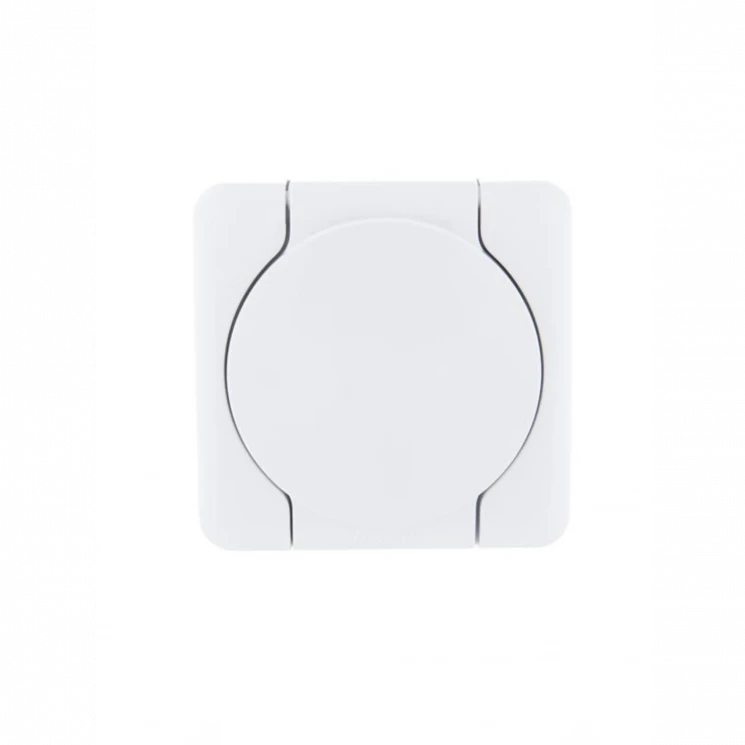 Розетка 1-м ОП Viola с заземл. с крышкой бел. LEZARD 751-0200-123