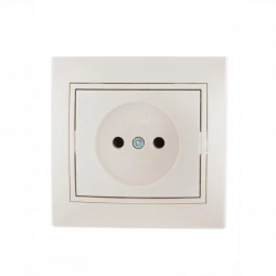 Розетка 1-м СП Mira 16А IP20 без заземл. со вставкой керамика жемчуж./бел. перламутр. LEZARD 701-303