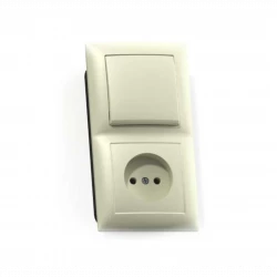 Блок СП БКВР-408 Селена (1-кл. выкл. + розетка) сл. кость Кунцево 8170