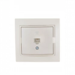 Розетка телефонная 1-м СП Mira RJ11 16А IP20 евро стандарт со вставкой жемчуж./бел. перламутр. LEZAR