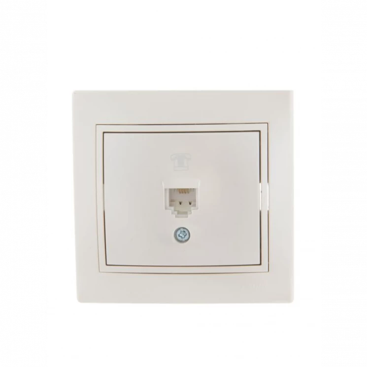 Розетка телефонная 1-м СП Mira RJ11 16А IP20 евро стандарт со вставкой жемчуж./бел. перламутр. LEZAR