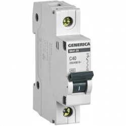 Выключатель автоматический модульный 1п C 40А 4.5кА ВА47-29 GENERICA MVA25-1-040-C
