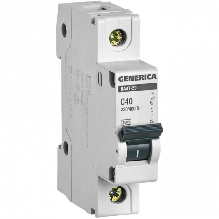 Выключатель автоматический модульный 1п C 40А 4.5кА ВА47-29 GENERICA MVA25-1-040-C
