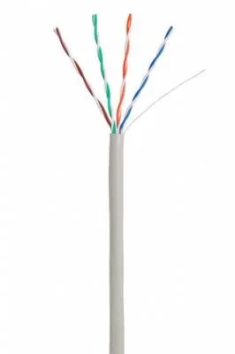 Кабель NETLAN U/UTP 4 пары, Кат.5e (Класс D), 100МГц, одножильный, BC (чистая медь), внутренний, PVC нг(B), серый, 305м