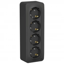 Розетка 4-м ОП Blanca 16А IP20 250В с заземл. защ. шторки с изолир. пластиной антрацит SE BLNRA01141