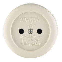 Розетка 1-м ОП 16А IP20 круглая без заземл. керамика беж. Makel 16012