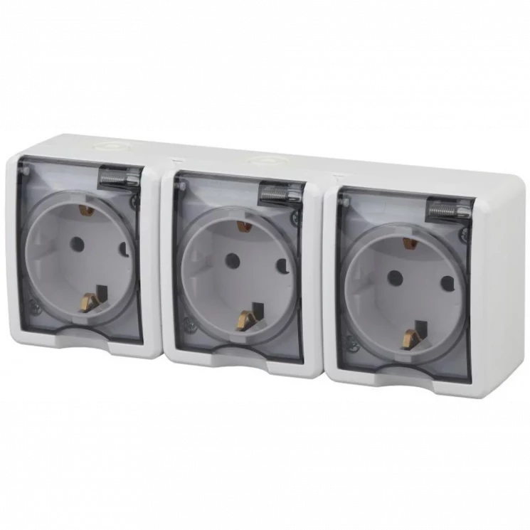 Розетка 3-м ОП Эра Эксперт 11-2405-01 16А IP54 16AX 250В 3х2P+E бел. Эра Б0020720