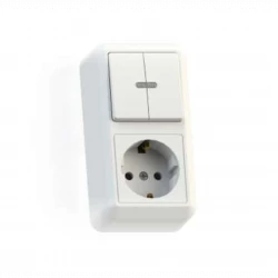 Блок комбинированный ОП БКВР-433 Оптима (2-кл. выкл. с подсветкой + розетка с заземл.) бел. Кунцево