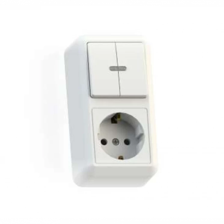 Блок комбинированный ОП БКВР-433 Оптима (2-кл. выкл. с подсветкой + розетка с заземл.) бел. Кунцево