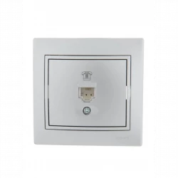 Розетка телефонная 1-м СП Mira RJ11 сер. метал. LEZARD 701-1010-137