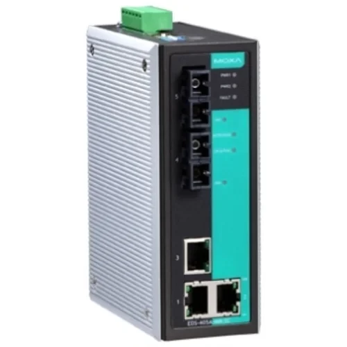 Коммутатор EDS-405A-MM-SC-T, 3 x 10/100BaseTX, 2 x 100BaseFX (многомодовое оптоволокно), разъем SC, с расширенным диапазоном температур