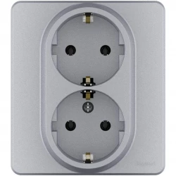 Розетка Inspiria 16А 250В 2х2P+E немецк. стандарт алюм. Leg 673752