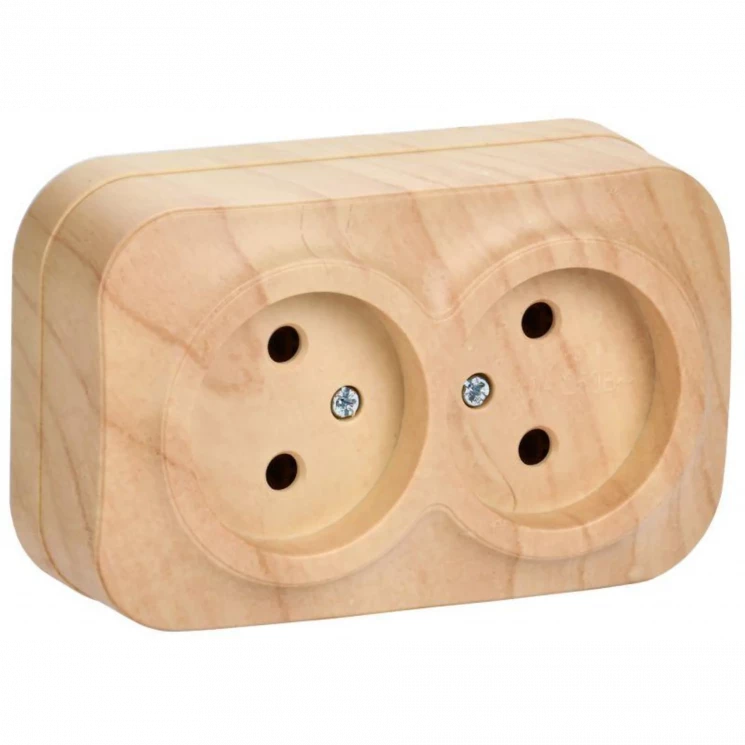 Розетка 2-м ОП GLORY РС22-2-ХС 10А без заземл. сосна IEK ERH20-K34-10