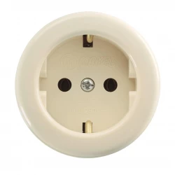 Розетка 1-м ОП 16А IP20 круглая с заземл. крем. Makel 16011