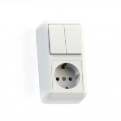 Блок комбинированный ОП БКВР-428 Оптима (2-кл. выкл. + розетка с заземл.) бел. Кунцево 8066