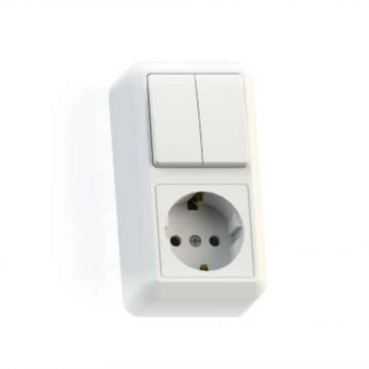 Блок комбинированный ОП БКВР-428 Оптима (2-кл. выкл. + розетка с заземл.) бел. Кунцево 8066