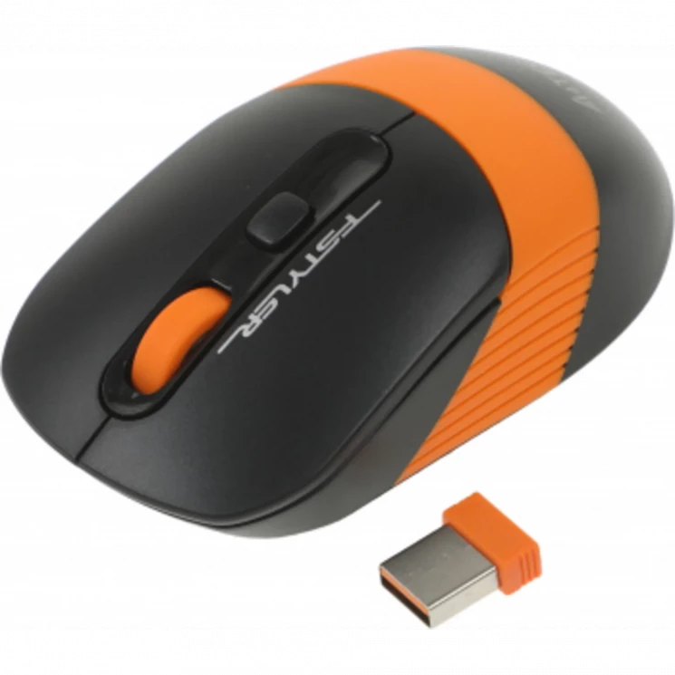 Мышь A4Tech Fstyler FG10S черный/оранжевый оптическая (2000dpi) silent беспроводная USB для ноутбука