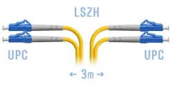 Патчкорд оптический LC/UPC SM Duplex 3 метра