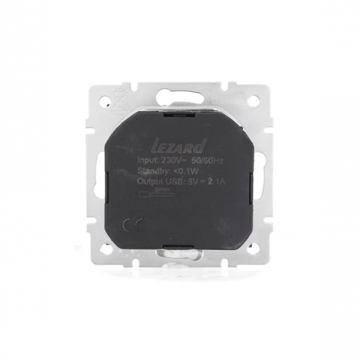 Розетка 1-м СП Vesna с заземл. с заряд. устройством USB механизм черн. бархат LEZARD 742-4288-181