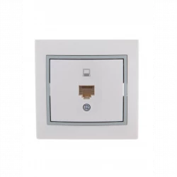 Розетка компьютерная 1-м СП Mira RJ45 бел./сер. LEZARD 701-0215-139