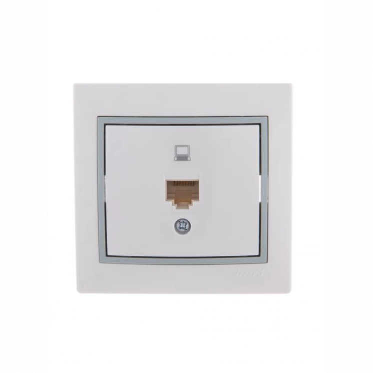 Розетка компьютерная 1-м СП Mira RJ45 бел./сер. LEZARD 701-0215-139