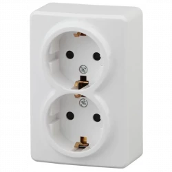 Розетка 2-м ОП Эра Эксперт 11-2205-01 16А IP20 16AX 250В 2х2P+E Schuko бел. Эра Б0020691