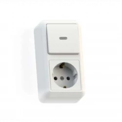 Блок комбинированный ОП БКВР-432 Оптима (1-кл. выкл. с подсветкой + розетка с заземл.) бел. Кунцево