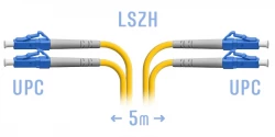 Патчкорд оптический LC/UPC SM Duplex 5 метров