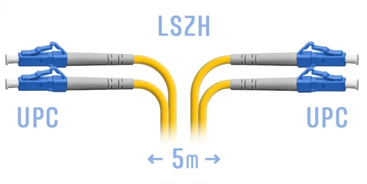 Патчкорд оптический LC/UPC SM Duplex 5 метров