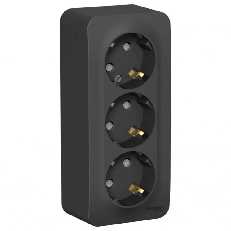 Розетка 3-м ОП Blanca 16А IP20 250В с заземл. защ. шторки с изолир. пластиной антрацит SE BLNRA01131