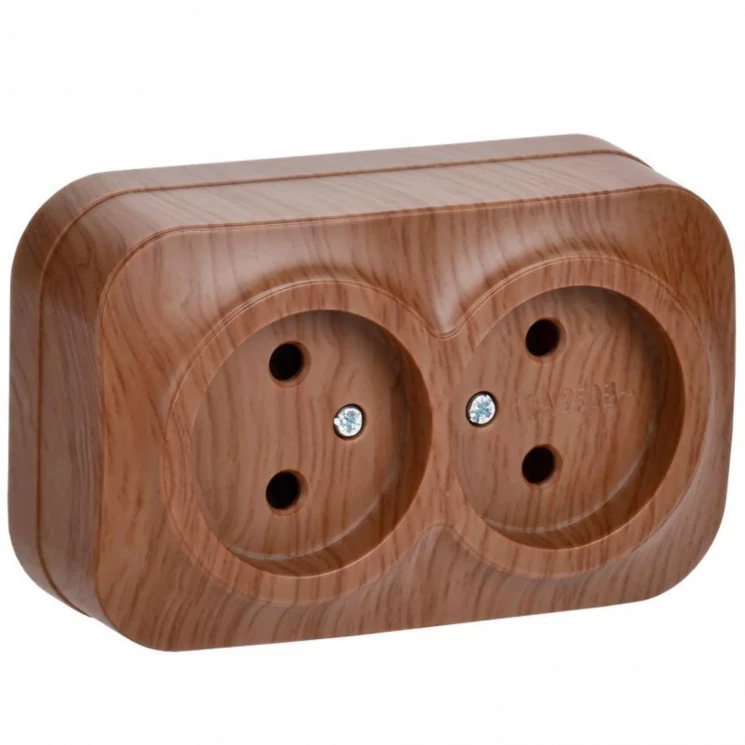 Розетка 2-м ОП GLORY РС22-2-ХД 10А без заземл. дуб IEK ERH20-K24-10