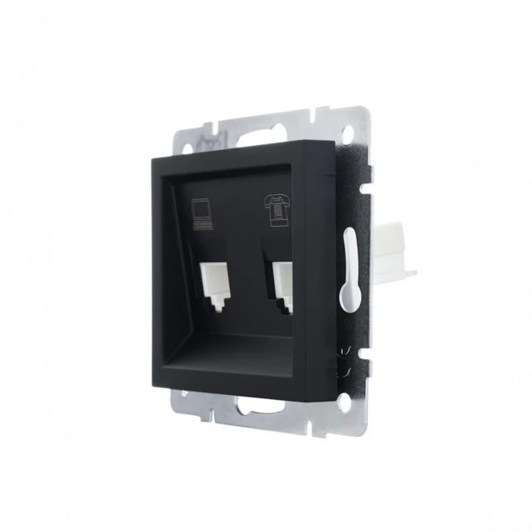 Розетка компьютерная + телефонная 1-м СП Vesna механизм черн. бархат LEZARD 742-4288-143