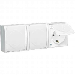 Розетка 3-м ОП Simon15 16А IP54 250В с заземл. с крышкой винт. клеммы бел. Simon 1594437-030