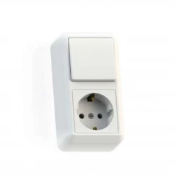 Блок комбинированный ОП БКВР-405 Оптима (1-кл. выкл. + розетка с заземл.) бел. Кунцево 8064