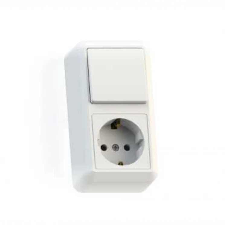 Блок комбинированный ОП БКВР-405 Оптима (1-кл. выкл. + розетка с заземл.) бел. Кунцево 8064