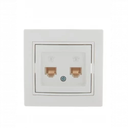Розетка телефонная 2-м СП Mira RJ11 бел./бел. LEZARD 701-0202-138
