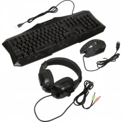Комплект Оклик HS-HKM100G IMPERIAL (клавиатура, мышь, гарнитура) черный (489352)