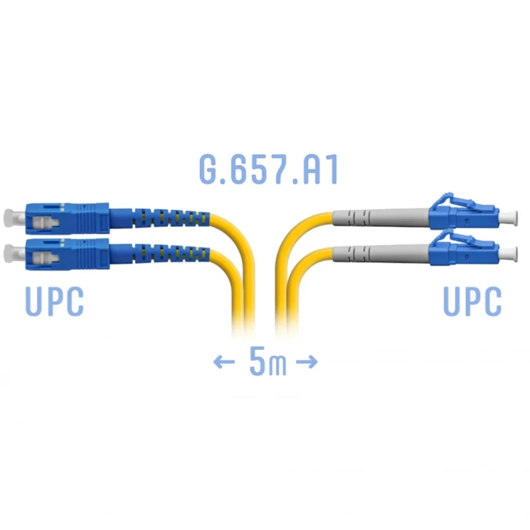 Патчкорд оптический LC/UPC-SC/UPC SM G.657.A1 Duplex 5 метров