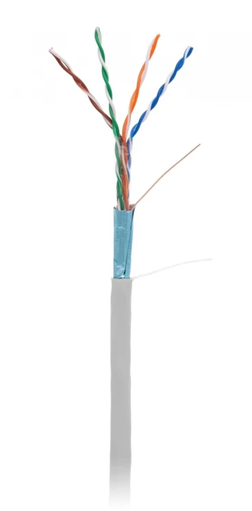 Кабель NETLAN F/UTP 4 пары, Кат.5e (Класс D), 100МГц, одножильный, BC (чистая медь), внутренний, PVC нг(B), серый, 305м