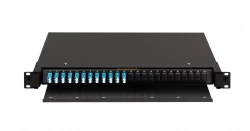 Оптический кросс NIKOMAX 19" Premium Line, 1U, укомплектованный на 24 порта LC/UPC (12 двойных LC/UPC адаптеров), SM 9/125 OS2, выдвижной, с полкой