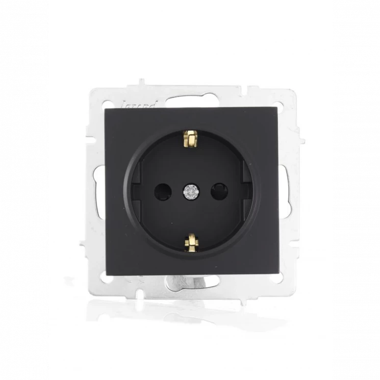 Розетка 1-м СП Vesna с заземл. защ. шторки ПБТ механизм черн. бархат LEZARD 742-4288-124B