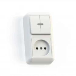 Блок комбинированный ОП БКВР-431 Оптима (2-кл. выкл. с подсветкой + розетка) бел. Кунцево 8063