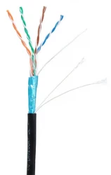 Кабель NETLAN F/UTP 4 пары, Кат.5e (Класс D), 100МГц, одножильный, BC (чистая медь), внешний, PE до -40C, черный, 305м
