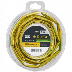 Трубка термоусадочная ТТУ нг-LS 2/1 желт./зел. (уп.2м) IEK UDR12-002-001-002-K52-T
